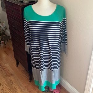 Heyton Long Sleeve Knit Brightly Striped Dress
